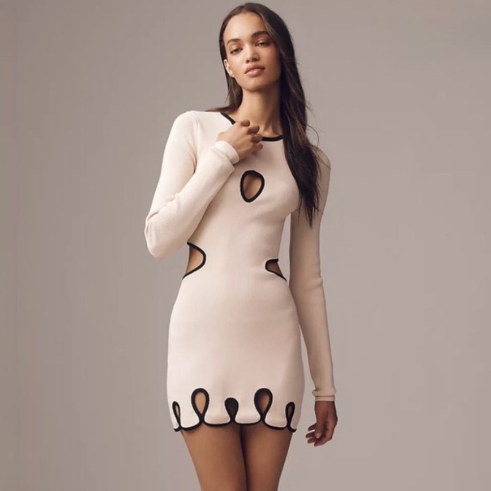 The Wolf Gang Deja Knit Mini Dress in Dove - Tan Size Small
